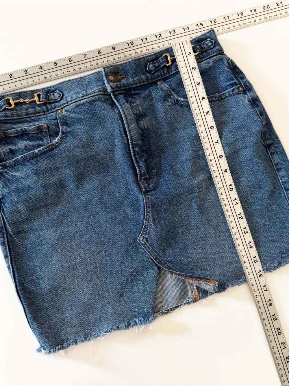 Express Skirt Womens 10 Horsebit High Rise Denim Mini